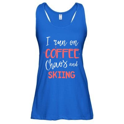 I Run On Coffee Chaos And Skiing Ski Coach Lover Gift Great Gift Ladies Essential Flowy Tank