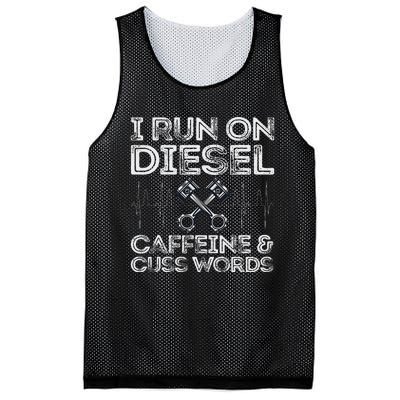 I Run On Diesel Caffeine And Cuss Words Funny Diesel Mesh Reversible Basketball Jersey Tank