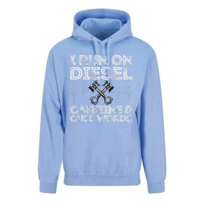 I Run On Diesel Caffeine And Cuss Words Funny Diesel Unisex Surf Hoodie