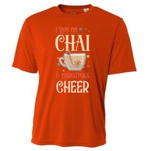 I Run On Chai And Christmas Cheer Matching Xmas Squad Cool Gift Cooling Performance Crew T-Shirt