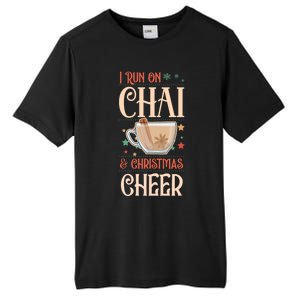 I Run On Chai And Christmas Cheer Matching Xmas Squad Cool Gift Tall Fusion ChromaSoft Performance T-Shirt