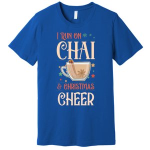 I Run On Chai And Christmas Cheer Matching Xmas Squad Cool Gift Premium T-Shirt