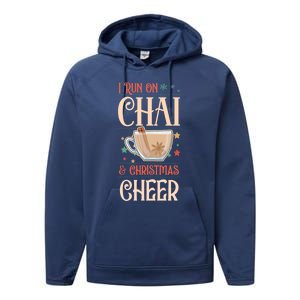 I Run On Chai And Christmas Cheer Matching Xmas Squad Cool Gift Performance Fleece Hoodie