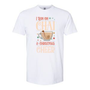 I Run On Chai And Christmas Cheer Matching Xmas Squad Cool Gift Softstyle CVC T-Shirt