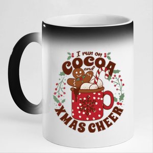 I Run On Cocoa And Xmas Cheer Holiday Christmas 11oz Black Color Changing Mug