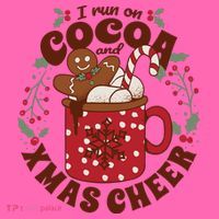 I Run On Cocoa And Xmas Cheer Holiday Christmas Stripe Pom Pom Beanie