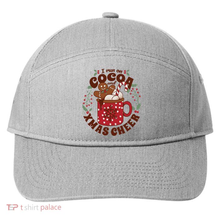 I Run On Cocoa And Xmas Cheer Holiday Christmas 7-Panel Snapback Hat