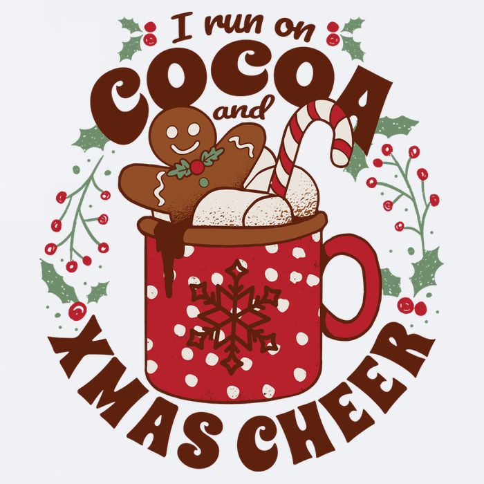 I Run On Cocoa And Xmas Cheer Holiday Christmas Sueded Cloud Jersey T-Shirt