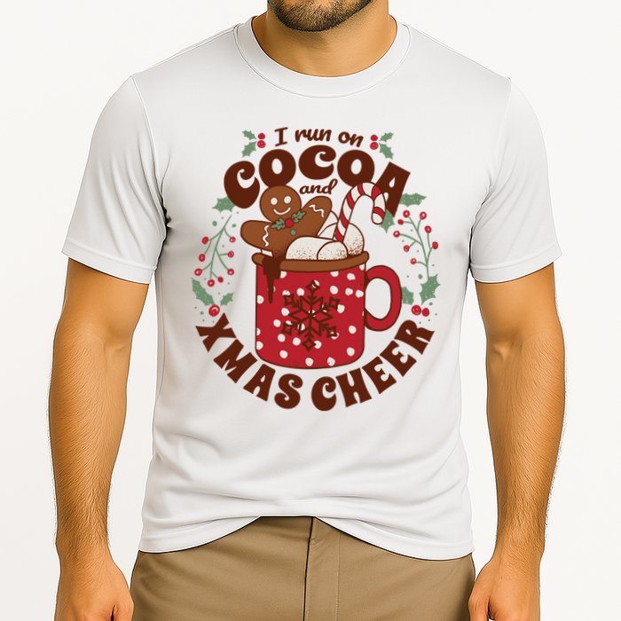 I Run On Cocoa And Xmas Cheer Holiday Christmas Cooling Performance Crew T-Shirt
