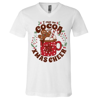 I Run On Cocoa And Xmas Cheer Holiday Christmas V-Neck T-Shirt