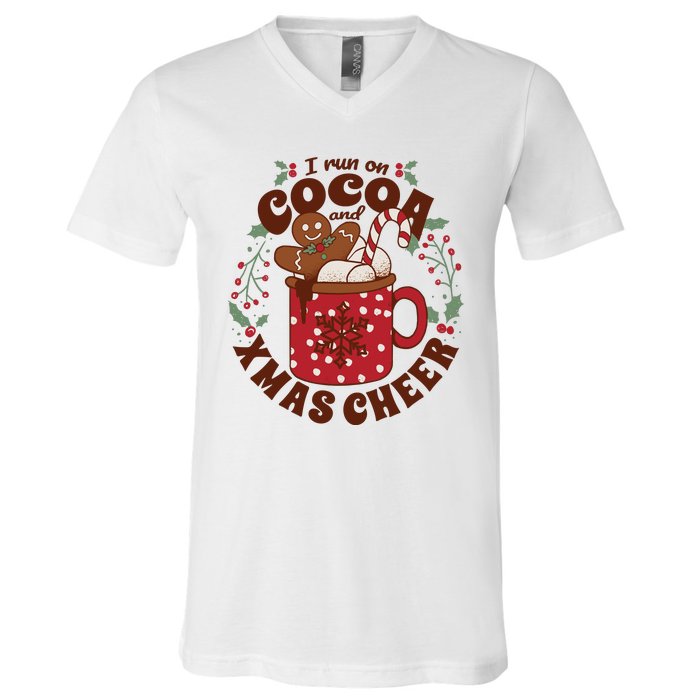 I Run On Cocoa And Xmas Cheer Holiday Christmas V-Neck T-Shirt