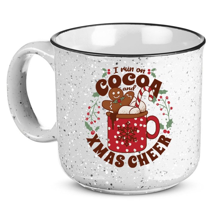 I Run On Cocoa And Xmas Cheer Holiday Christmas 15oz Campfire Ceramic Mug