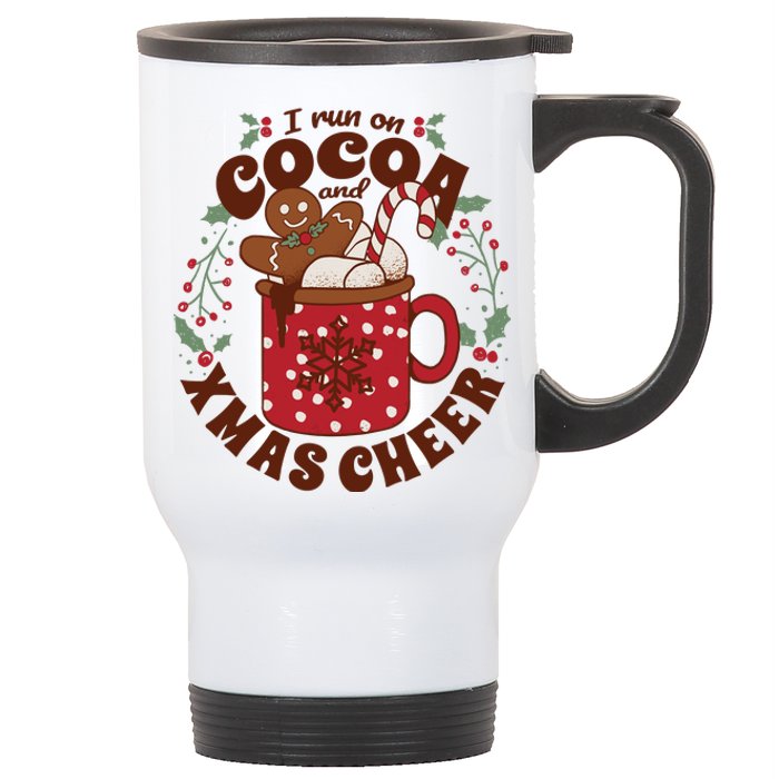 I Run On Cocoa And Xmas Cheer Holiday Christmas Stainless Steel Travel Mug