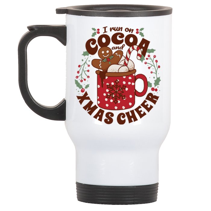 I Run On Cocoa And Xmas Cheer Holiday Christmas Stainless Steel Travel Mug