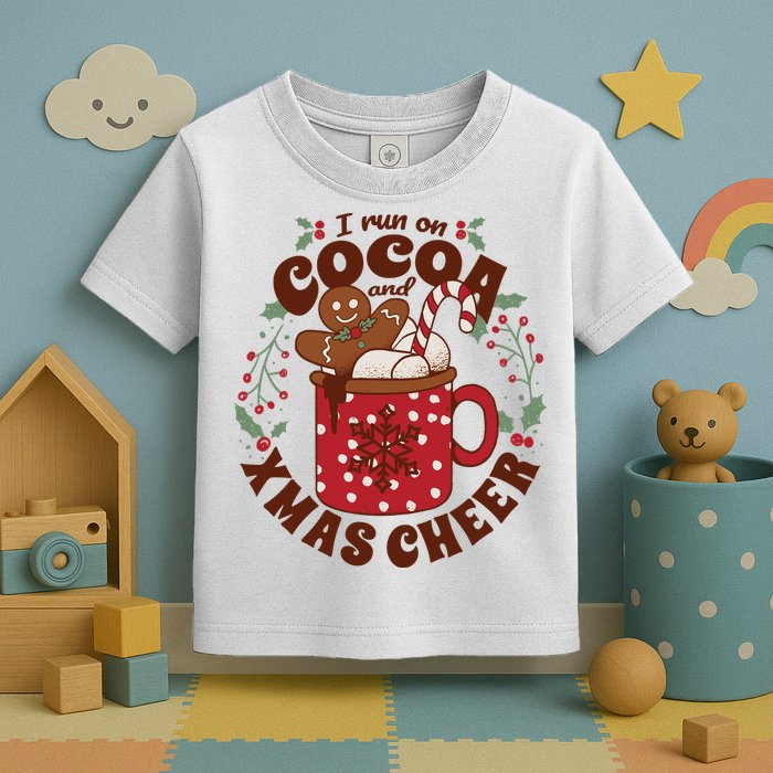 I Run On Cocoa And Xmas Cheer Holiday Christmas Toddler T-Shirt