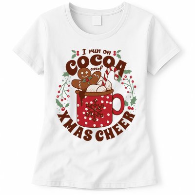 I Run On Cocoa And Xmas Cheer Holiday Christmas Womens T-Shirt