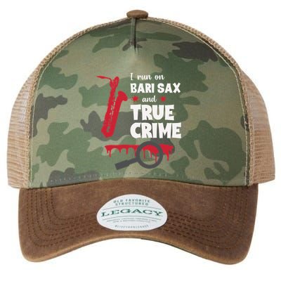 I Run On Bari Sax And True Crime Baritone Saxophonist Legacy Tie Dye Trucker Hat
