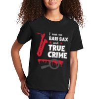 I Run On Bari Sax And True Crime Baritone Saxophonist Kids T-Shirt