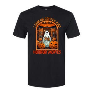 I Run On Coffee And Horror Movies Halloween Ghost Spooky Season Softstyle CVC T-Shirt