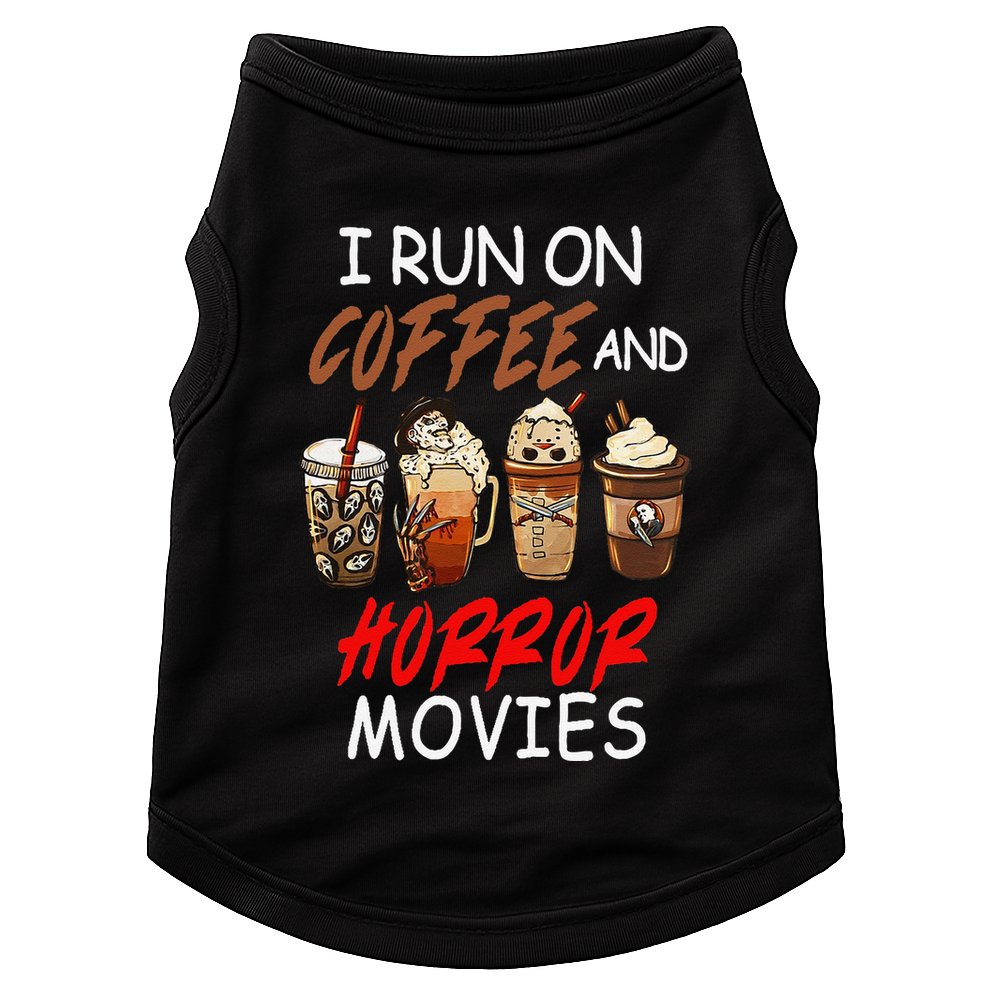 I Run On Coffee And Horror Movies Scary Blood Halloween Doggie Tank