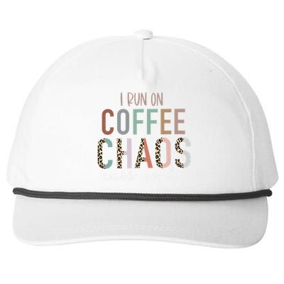 I Run on Coffee Chaos Cuss Words Funny Saying Snapback Five-Panel Rope Hat