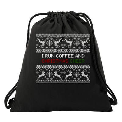 I Run On Coffee And Christmas Cheer Drawstring Bag