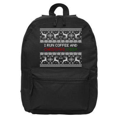 I Run On Coffee And Christmas Cheer 16 in Basic Backpack