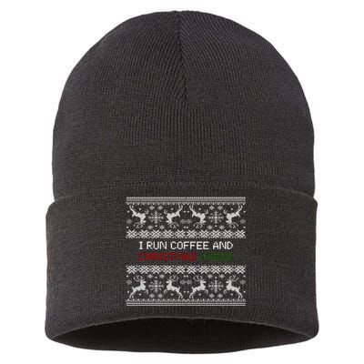 I Run On Coffee And Christmas Cheer Sustainable Knit Beanie