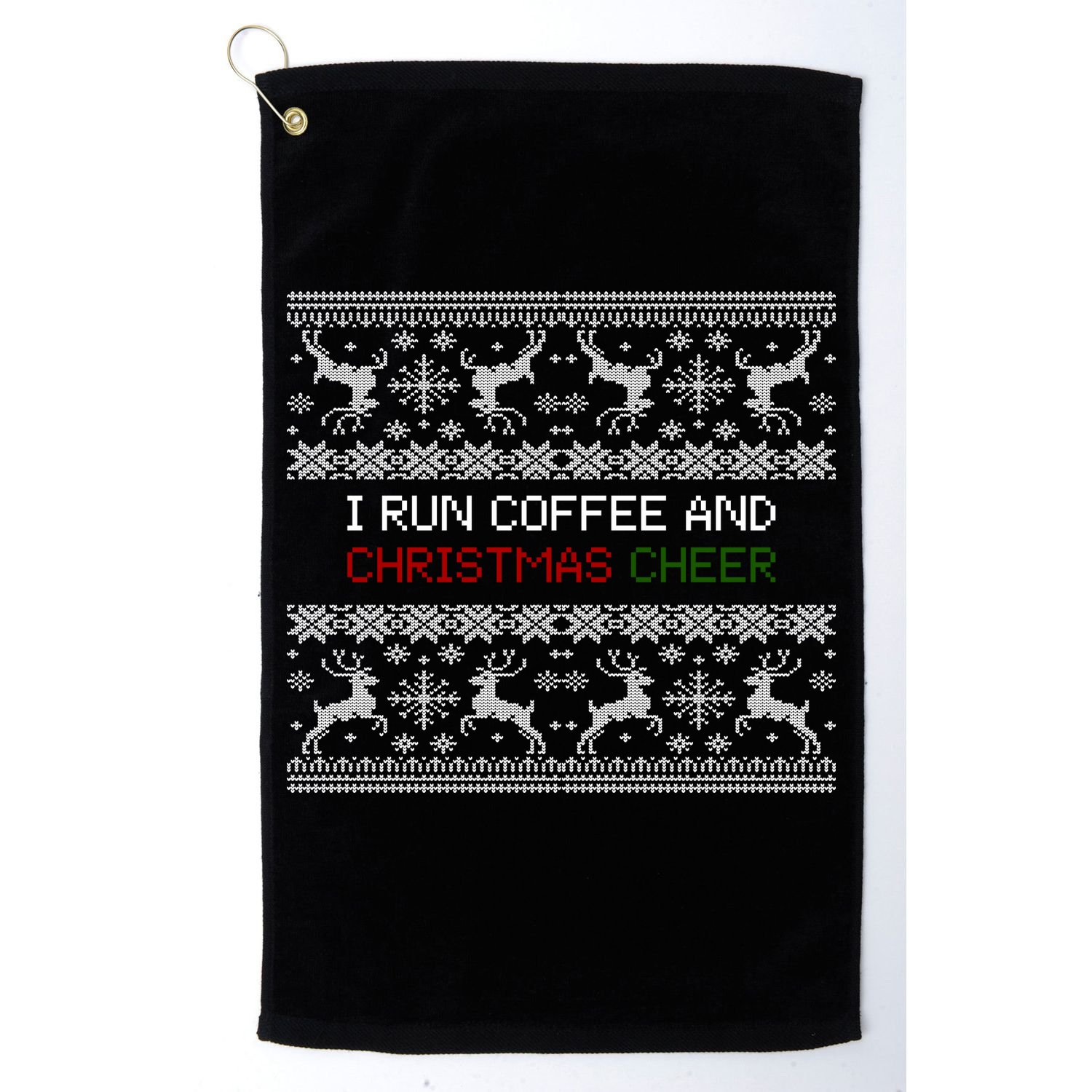 I Run On Coffee And Christmas Cheer Golf Towel