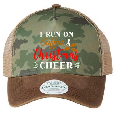 I Run On Coffee & Christmas Cheer Xmas Christmas Legacy Tie Dye Trucker Hat