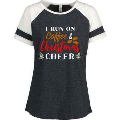 I Run On Coffee & Christmas Cheer Xmas Christmas Enza Ladies Jersey Colorblock Tee