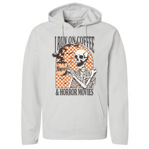 I Run On Coffee And Horror Movies Skeleton Halloween Performance Fleece Hoodie