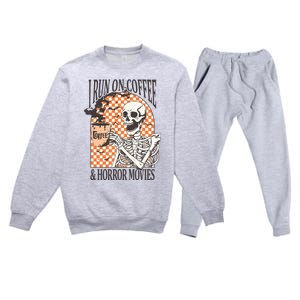 I Run On Coffee And Horror Movies Skeleton Halloween Premium Crewneck Sweatsuit Set