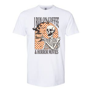 I Run On Coffee And Horror Movies Skeleton Halloween Softstyle CVC T-Shirt