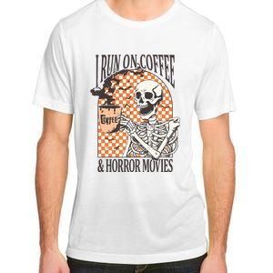 I Run On Coffee And Horror Movies Skeleton Halloween Adult ChromaSoft Performance T-Shirt