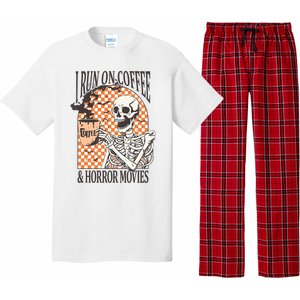 I Run On Coffee And Horror Movies Skeleton Halloween Pajama Set