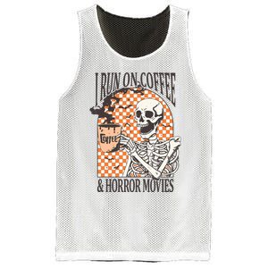 I Run On Coffee And Horror Movies Skeleton Halloween Mesh Reversible Basketball Jersey Tank