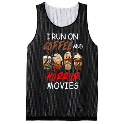 I Run On Coffee And Horror Movies Scary Blood Halloween Mesh Reversible Basketball Jersey Tank