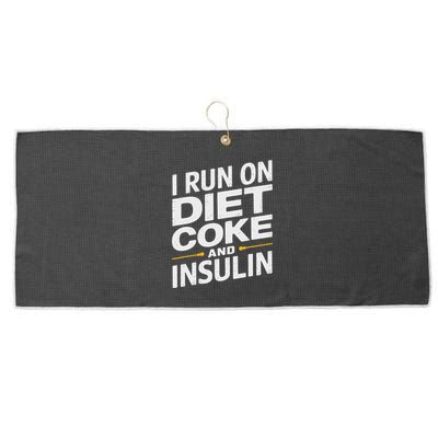 I Run On Diet C.O.K.E And Insulin Large Microfiber Waffle Golf Towel