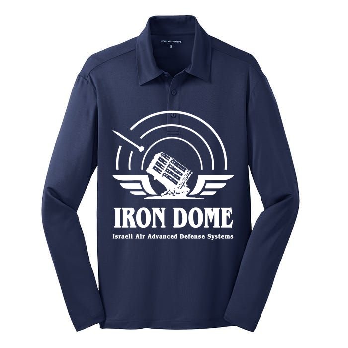 Iron Dome Israeli Air Advance Defense System Silk Touch Performance Long Sleeve Polo