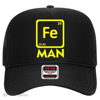 Iron Science Funny Chemistry Fe Periodic Table  High Crown Mesh Back Trucker Hat