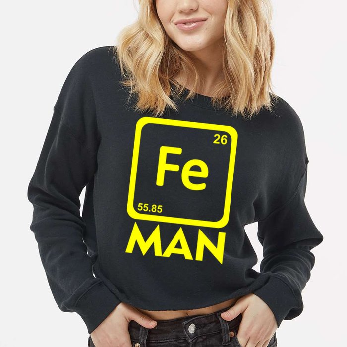 Iron Science Funny Chemistry Fe Periodic Table  Cropped Pullover Crew