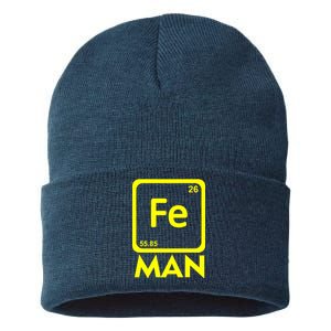 Iron Science Funny Chemistry Fe Periodic Table  Sustainable Knit Beanie