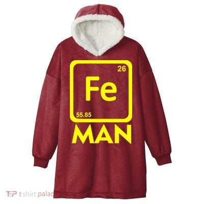 Iron Science Funny Chemistry Fe Periodic Table  Hooded Wearable Blanket