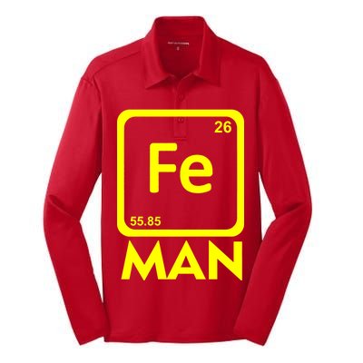 Iron Science Funny Chemistry Fe Periodic Table  Silk Touch Performance Long Sleeve Polo