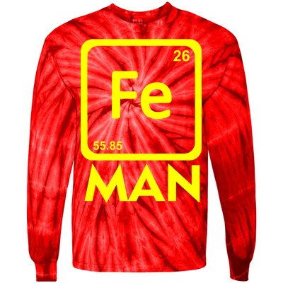 Iron Science Funny Chemistry Fe Periodic Table  Tie-Dye Long Sleeve Shirt