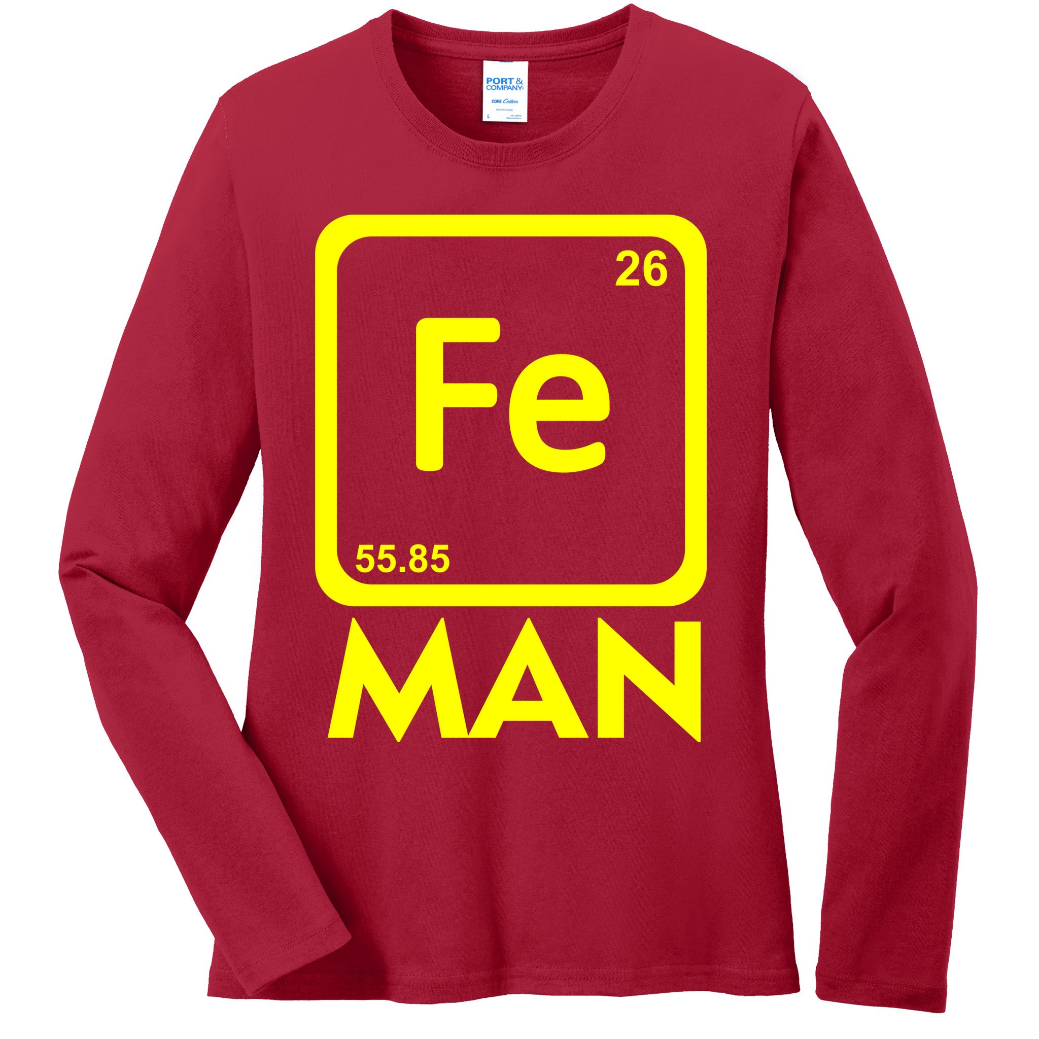 Iron Science Funny Chemistry Fe Periodic Table  Ladies Long Sleeve Shirt