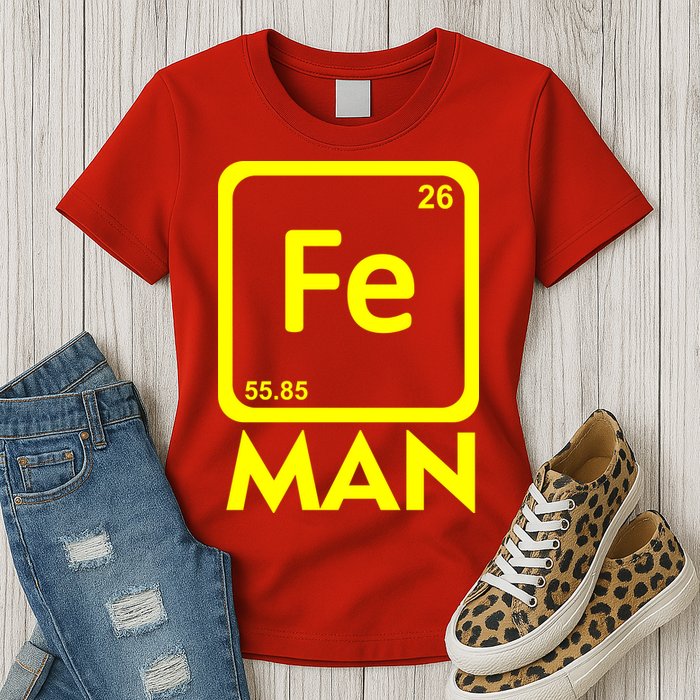 Iron Science Funny Chemistry Fe Periodic Table  Womens T-Shirt