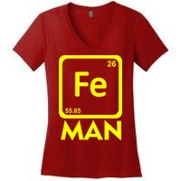 Iron Science Funny Chemistry Fe Periodic Table  Women's V-Neck T-Shirt