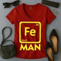 Iron Science Funny Chemistry Fe Periodic Table  Women's V-Neck T-Shirt